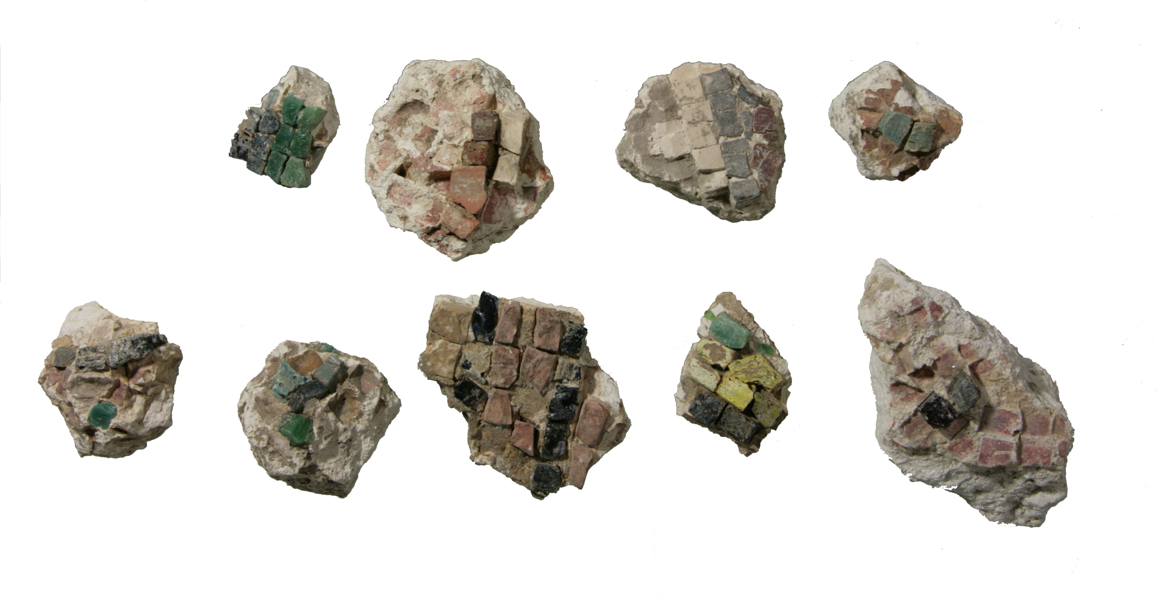A few examples of the many sections of Mosaic floors which were found at the Temple Mount Sifting Site