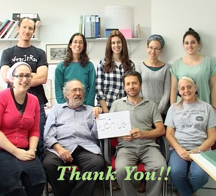 "Thank You!" with group photo of the staff at the lab in the background