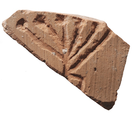 Pottery sherd with etched menorah